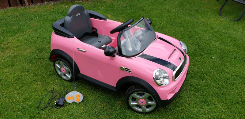 pink electric mini cooper